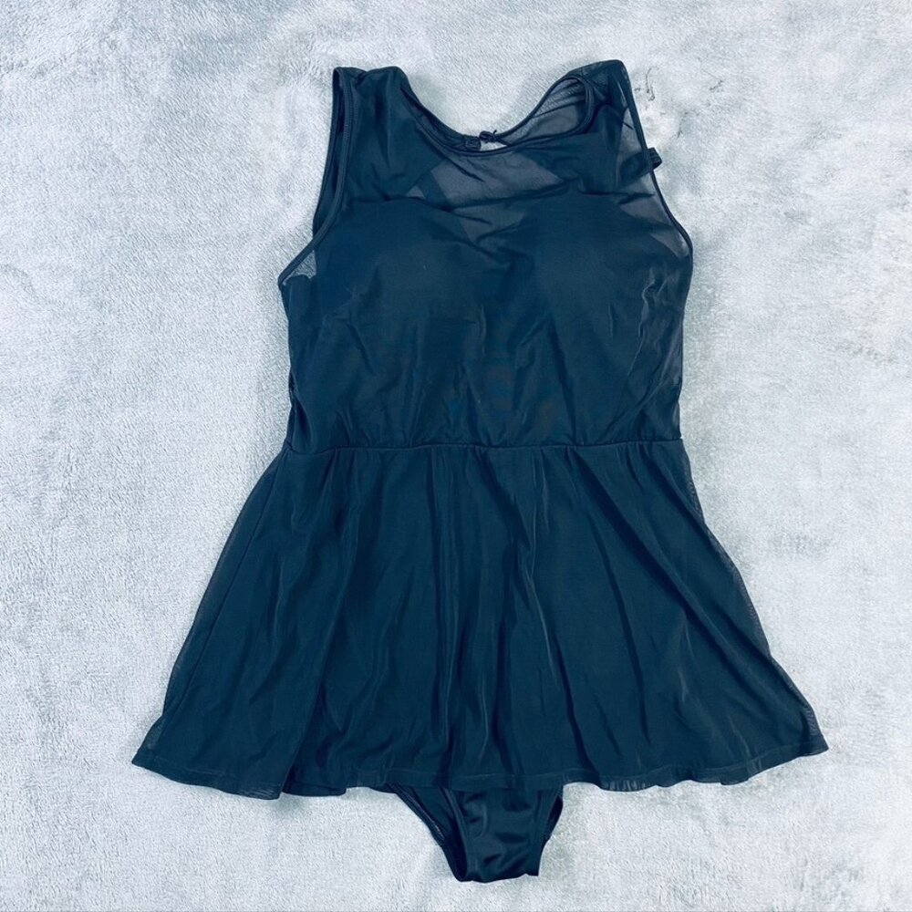 Torrid Underwire Long Mesh Overlay Swim Dress With Brief 1 D/DD Deep Black